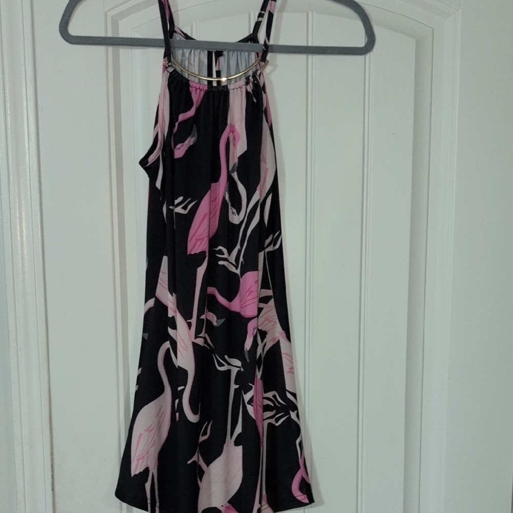 Unk Black and Pink Flamingo Blouse